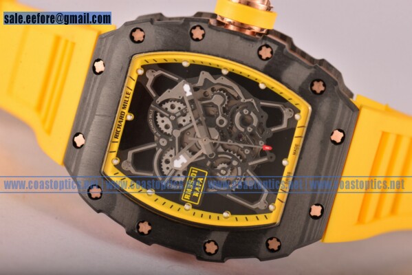 Richard Mille RM35-01 1:1 Replica Watch Carbon Fiber Yellow Rubber Strap (GF)
